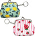Small Buckle Coin Purse Vintage Pouch Kiss-lock Clasp Change Purse Keychain Wallet (2 Pack - Summer Lemon & Pink Strawberry)...