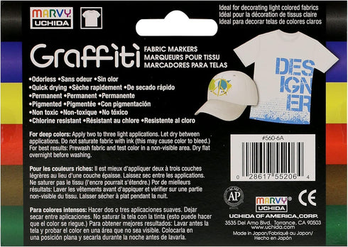 Uchida of America Graffiti Permanent Marker, Assorted, 6 per Set, 5.63 x 5 x 0.63...