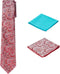 Men's Woven Paisley Regular Length Neck Tie with 2 Handkerchief Pocket Squares Hanky Set - Red Teal Blue...