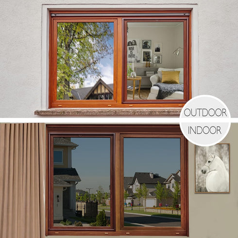 HIDBEA One Way Privacy Window Film, Daytime Mirror Reflective Heat Control UV Sun Blocking Non-Adhesive Static Cling Window Tint for Home and Offi...
