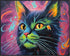 Posterizer 1 pcs- Abstract art, beautiful cat with a purple background-Art for Animal Lovers-Abstract & Modern Art- Gift for Men Women Teens-Decor...