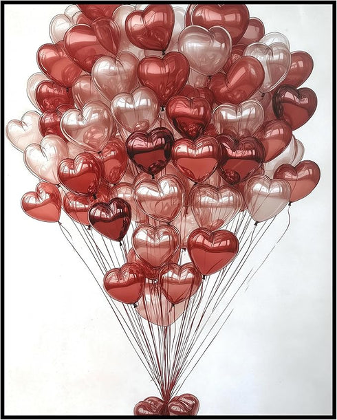 Posterizer 1 pcs-Valentine's Day cute heart shaped balloon poster -2-Romantic Art-Holiday Poster Collection-Gift for Couples boyfriend girlfriend ...