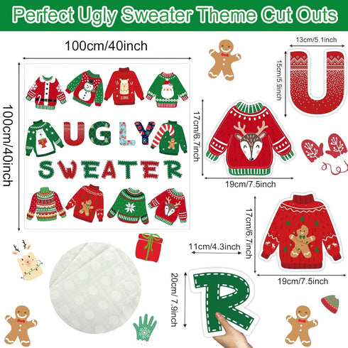 Christmas Cutouts Xmas Ugly Sweater Classroom Bulletin Board Decorations Merry Christmas Party Supplies for Toddler Kids Students Classroom Decors...