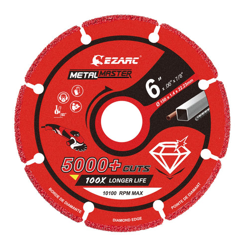 EZARC Diamond Cutting Wheel 6'' x 7/8 Inch for Metal, Cut Off Wheel with 5000+ Cuts on Rebar, Steel, Iron and INOX...