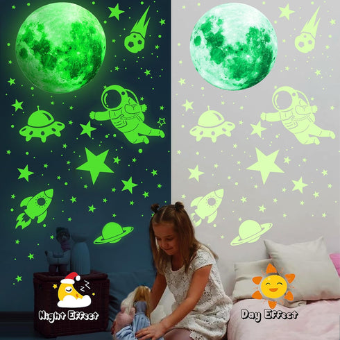 Glowing Stars for Ceiling, 982PCS Glow in The Dark Stars,Space Wall Decals Solar System Galaxy Planets Wall Stickers for Kids, Wall Decor for Gilr...