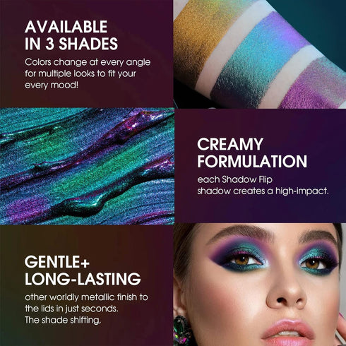 Jolilab Metallic Liquid Chameleon Eyeshadow, Multi-Dimensional Eye Looks, Long-lasting Holographic Glitter Multichrome Eyeshadows Makeup (#Peacock...