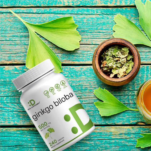 DEAL SUPPLEMENT Ginkgo Biloba 500mg Per Serving, 240 Capsules, 4 Month Supply – Grown in Northern Asia – Extra Strength, Promotes Brain Function...