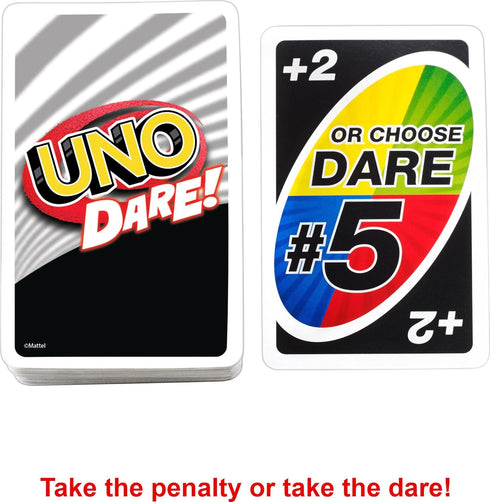 Mattel Games UNO Dare Card Game for Family Night Featuring Challenging and Silly Dares from 3 Different Categories...