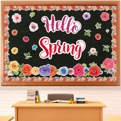 51 PCS Spring Bulletin Board for Classroom Wildflowers Bulletin Board Decorations Hello Spring Bulletin Board Cutouts Set Flowers Cutouts Spring F...