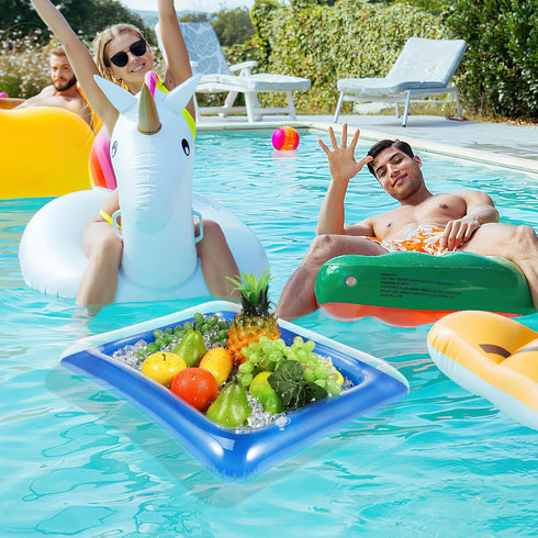 YARNOW Inflatable Cooler, 4PCS Inflatable Ice Serving Bar Coolers for Parties, Salad Picnic Ice Food Drinks Buffet Server Tray for Indoor Outdoor ...