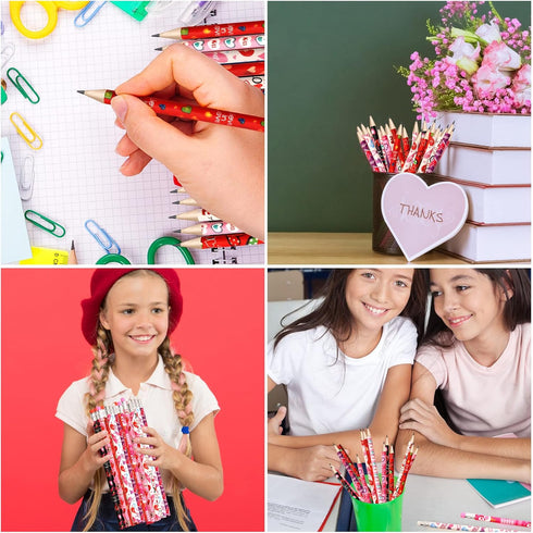 Valentine's Day Pencils for Kids Red Heart Pencils Bulk with Erasers 60 Pcs Valentines Wood Pencils for Goodie Bags Fillers Exchange Gifts School ...