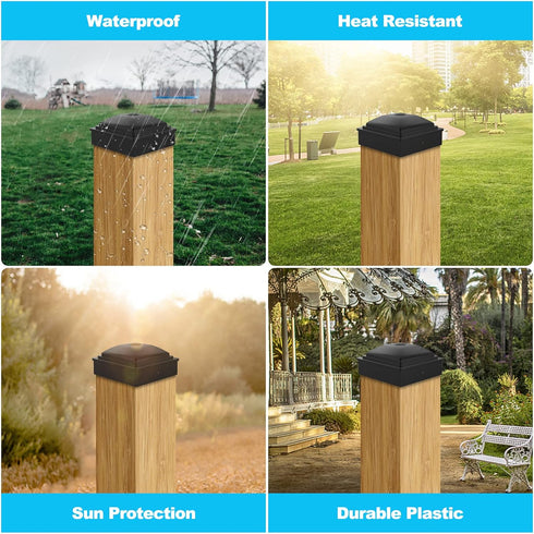 4x4"(3 5/8") Fence Post Cap,Deck Post Plastic Cap with Screws,PP Plastic Waterproof Protect Wooden Post Rot Proof and Anti-Cracking 12Pack…...