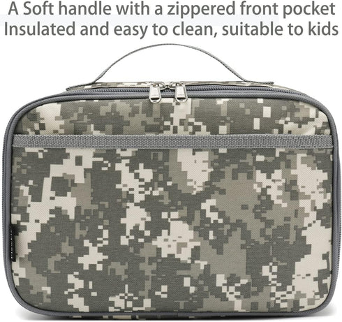 FlowFly Kids Lunch box Insulated Soft Bag Mini Cooler Back to School Thermal Meal Tote Kit for Girls, Boys, Digital...