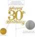 30th Birthday Cake Topper, 30th Happy Birthday Party Decoration with Premium Gold Glitter...