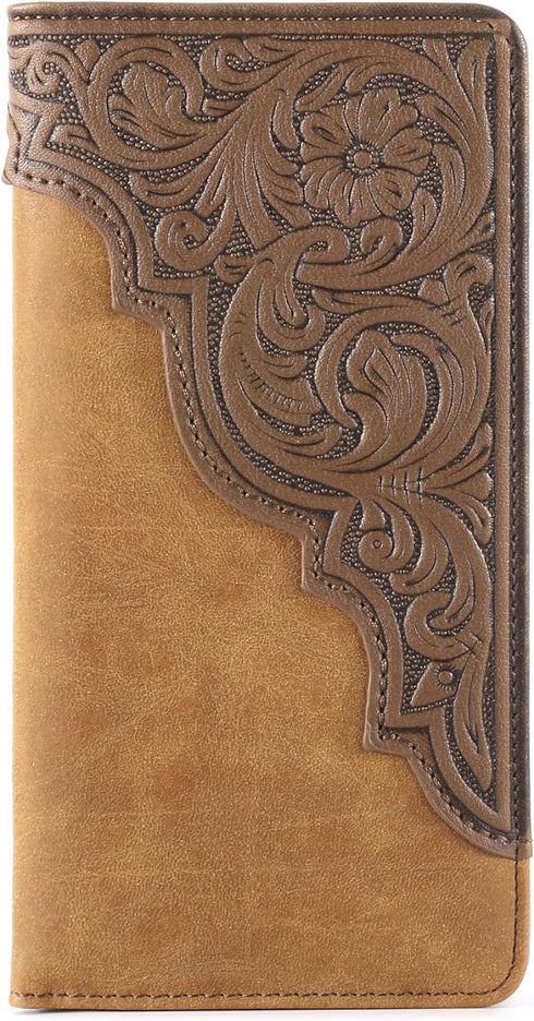 Montana West Western Wallet for Men Long Bifold Wallet with Card Slots Cowboy Vintage Checkbook Wallet MW-611TN...