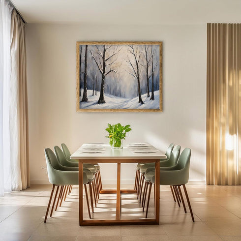Posterizer 1 pcs-snowy jungle in winter in oil painting style-8-Landscape & Nature Art-Living Room Bedroom Decor- unframed wall art...
