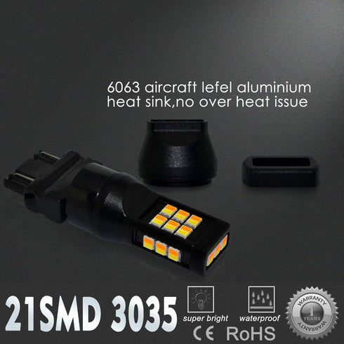 Alla Lighting T25 3157 LED Switchback Bulbs Dual Color White/Amber Turn Signal Lights 3457NA 4157NA 3157A 3757NAK 4057 Extremely Super Bright 3035...