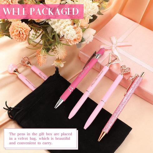 6 Pcs Fancy Pens for Women Crystal Diamond Pen for Journaling Pretty Glitter Pens Cute Inspirational Gifts for Girls School Office(Pink)...