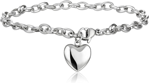 Jstyle Jewelry Women's Heart Charm Bracelets Stainless Steel Link Bracelet Birthday Gifts for Women Jewelry...