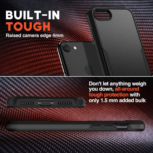 NTG Shockproof Designed for iPhone SE 2022 Case/iPhone SE 2020 Case, Heavy-Duty Tough Rugged Lightweight Slim Protective Case for iPhone SE/8/7-Bl...