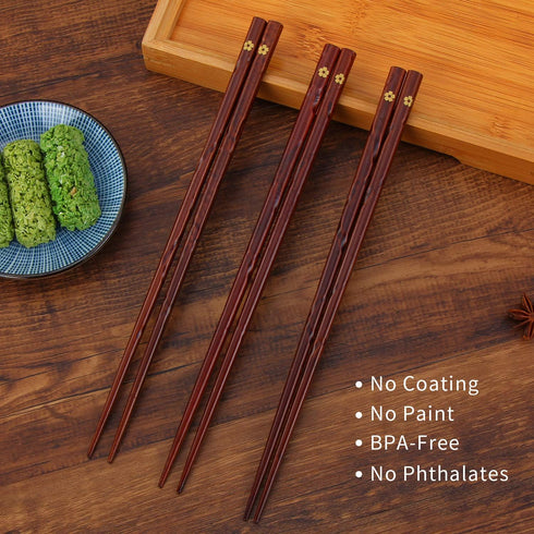 Japanese Natural Wood Chopstick Set Reusable Classic Style Chopsticks Non-slip Design Chop Sticks 5 Pairs Gift Set...