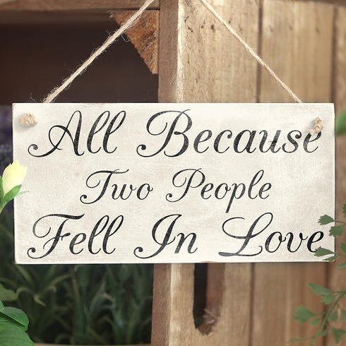 Meijiafei All Because Two People Fell in Love PVC Sign Wedding 10"x5"...