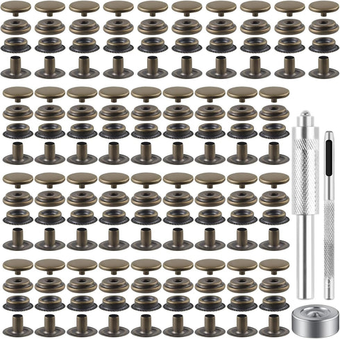 40 Pieces (10 Sets) Snap Fastener Kit Tool 5/8 inches (15mm) Snap Button kit Snaps for Leather Snap Fasteners Kit for Leather Stainless Snaps Butt...