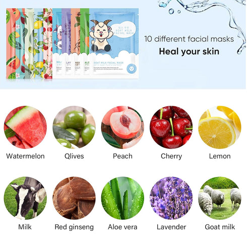 Facial Mask 20 Sheet Face Mask Collagen Face Mask Facial Masks for Women Skin Care Hydrating Collagen Essence Face Mask...
