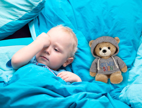 Ganz 9 Get Well Teddy Bear with Gray Hoodie Stuffed Animal for Comfort and Love...