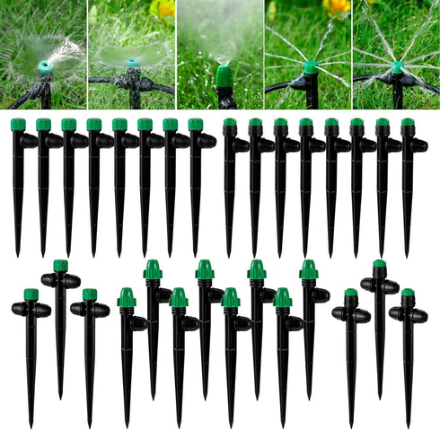 30Pcs Drip Irrigation Emitters Sprayer with Lock Barbed for 1/4" Drip Irrigation Tubing Leak-Proof Adjustable Micro Spray Irrigation Drippers for ...