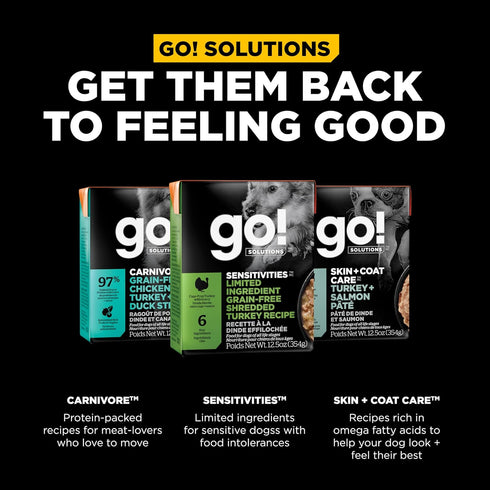 GO! SOLUTIONS Sensitivities Limited Ingredient Wet Dog Food - Grain Free Shredded Turkey Recipe - Complete & Balanced Nutrition for All Life Stage...