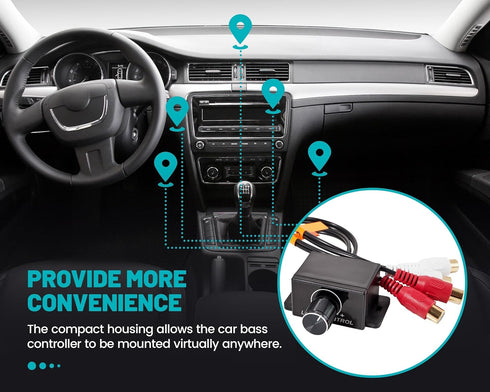 Universal Car Amplifier RCA Level Controller, Car Audio Bass Control Knob, Sub Amp Volume Control Cable for Car, Motorcycle, Speakers, Home Theate...