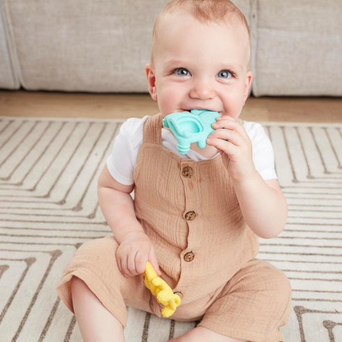 Infantino Teethimal Pop Pals - Elephant & Lion Sensory Popper Toy with Soothing Teething Textures for Infants & Toddlers, 6M+...
