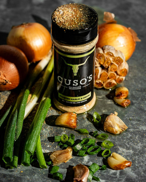 Cuso Cuts Great Tasting Roasted Garlic & Onion BBQ Seasoning Rub - Contains All Natural Ingredients - Spices & Rubs for Grill, BBQ & Marinade - Be...