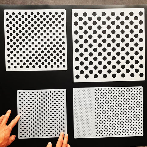 Dots Stencils - 4 Pcs Polka Dot Stencils, Assorted Sizes, Reusable Mylar Plastic Templates for DIY Crafts | Painting on Wood, Furniture, Walls, Sc...