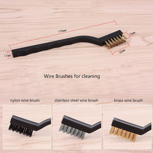 3Pcs Mini Wire Brush Set for Cleaning and Rust Removing, 7 Inch Industrial Wire Brushes of Stainless Steel/Nylon/Brass Bristles...