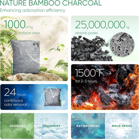 Activated Charcoal Odor Absorber,6 Pack Nature Odor Eliminator for Shoes, Bamboo Charcoal Air Purifying Bags,Shoe Deodorizer and Moisture Absorber...