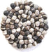 Hand Crafted Felt Ball Wool Trivet Mat from Nepal, 8" Round Pad, Tie Dye Grey...