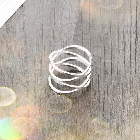 Womens Silver Stainless Steel Double X Criss Cross Ring Engagement Wedding Lady Girls Fashion Party Cocktail Rings Wide Band (11)...