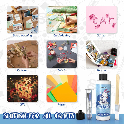 Craft Glue 4oz & Precision Tips, Craft Glue Bottles with Fine Tip, Craft Glue Quick Dry Clear, Strong Tacky Glue, Fabric Glue Permanent for Paper ...