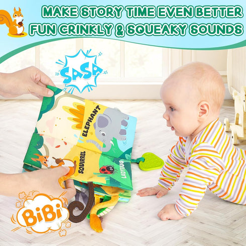 Baby Books 0-6 Months - Baby Boys Girls Shower Gifts - Tummy Time Baby Toys 0-6 6-12 Months - Crinkle Cloth Book - Infant Toys - Newborn Books - T...