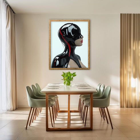 Posterizer 1 pcs-futuristic sleek woman in dark clothing 3-Abstract & Modern Art-Fantasy & Fiction Art-Gift for Women, Fashionistas, Designer Fash...