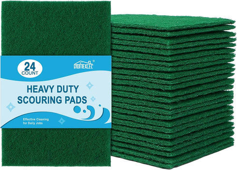 HOMEXCEL Heavy Duty Scouring Pad, 24 Pack Green Scrubbing Pads, Dish Scrubber Reusable for Cleaning, Multipurpose Scrub Pads for Household Kitchen...