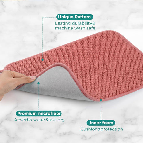 GeeRic Microfiber Dish Drying Mat, Super Absorbent Kitchen Dish Drying Pad, Reversible for Countertop, 15*20 inch Red...