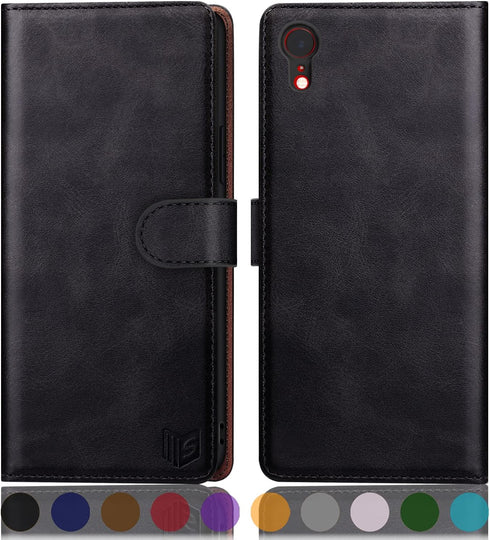 SUANPOT for iPhone XR 6.1 (Non XS 5.8",XS Max 6.7") Leather Wallet case with RFID Blocking Credit Card Holder Flip Folio Book Phone Cover Shockpro...