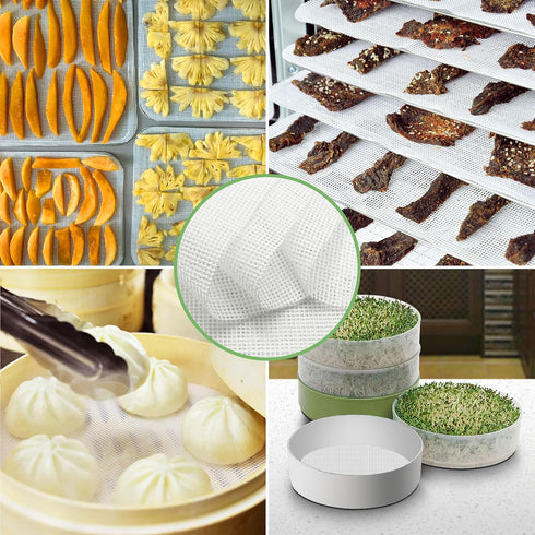 8 Pieces Premium Non Stick Silicone Dehydrator Sheets,Food Fruit Dehydrator Mats Reusable Steamer Mesh Mat for Fruit Food Dryer Mats Square 12.6 *...