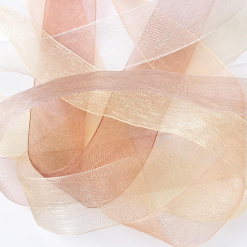 Sheer Ribbon Organza Ribbon 1 Inch x 150Yd 6 Rolls Brown Sheer Chiffon Ribbon Sheer Organza Ribbon Clear Fabric Ribbon for Gift Wrapping Wedding B...