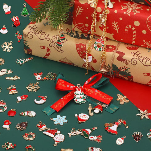 SANNIX 110Pcs Christmas Charms Gold Enamel Jewelry Making Charms Pendant for DIY Xmas Bracelet Necklace Earring Craft Supplies...