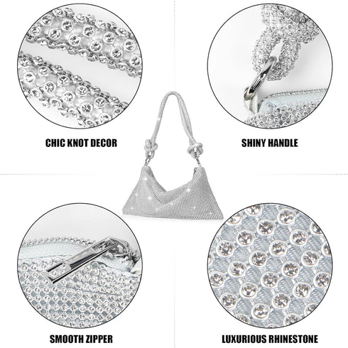 Kmise Rhinestone Sparkly Purse Silver Purse for Women Evening Clutch Bag for Prom Party Wedding Engagement...