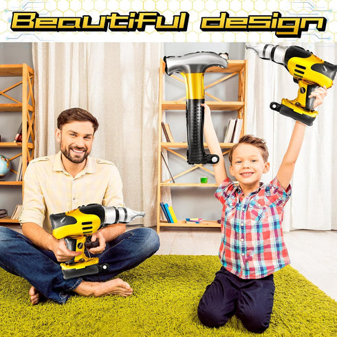12pcs Hammer Balloons Drill Balloons 17 Inch Inflatable Toys Construction Party Decorations Electric Screwdriver Balloon Decorations for Father's ...